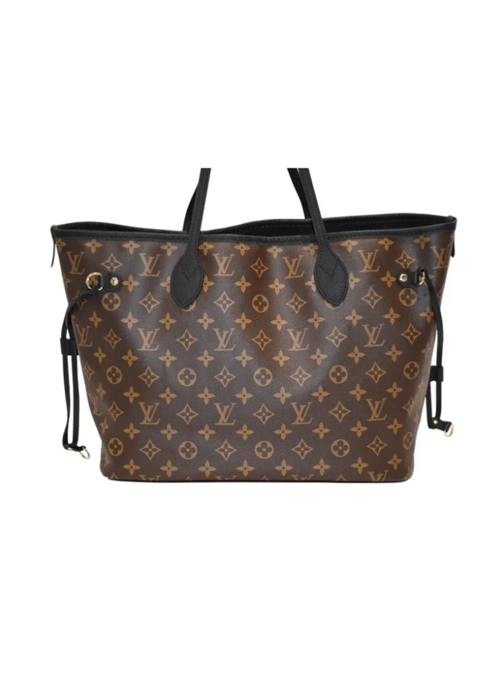 Louis Vuitton Neverfull Inside Out MM Reversible Tote Bag Black Brown Calfskin
